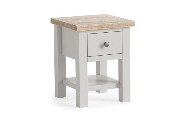 Modern Country Painted Oak Stone Grey Lamp Table with Shelf Modern Country Painted Oak Stone Grey Lamp Table with Shelf