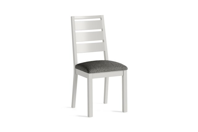 Modern Country Painted Oak Stone Grey Dining Chair with Boucle Grey Seat Modern Country Painted Oak Stone Grey Dining Chair with Boucle Grey Seat