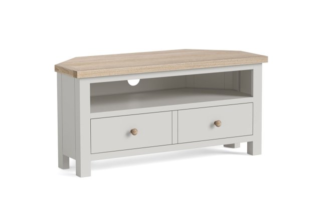 Modern Country Painted Oak Stone Grey 100cm Corner TV Unit Modern Country Painted Oak Stone Grey 100cm Corner TV Unit