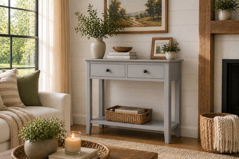 Stowe Painted Grey Console Table Stowe Painted Grey Console Table