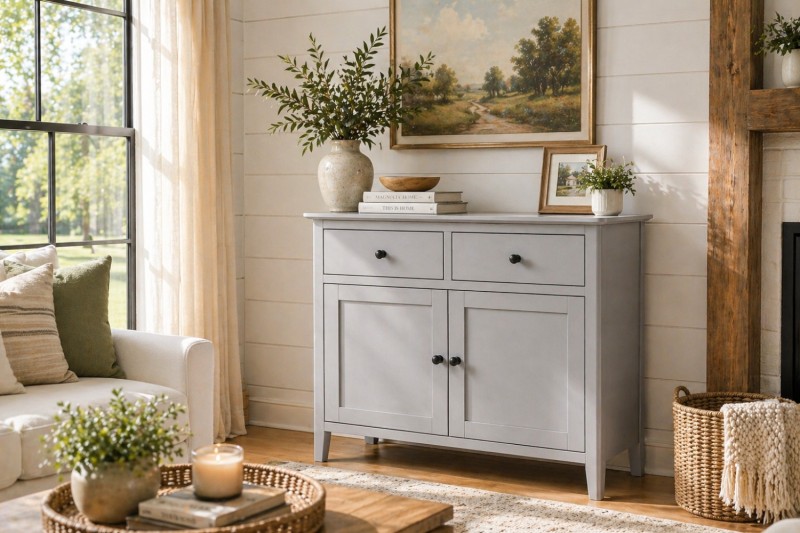 Stowe Painted Grey 2 Door Sideboard Stowe Painted Grey 2 Door Sideboard