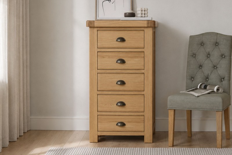 Normandy Chunky Country Oak Tallboy Chest of Drawers Normandy Chunky Country Oak Tallboy Chest of Drawers