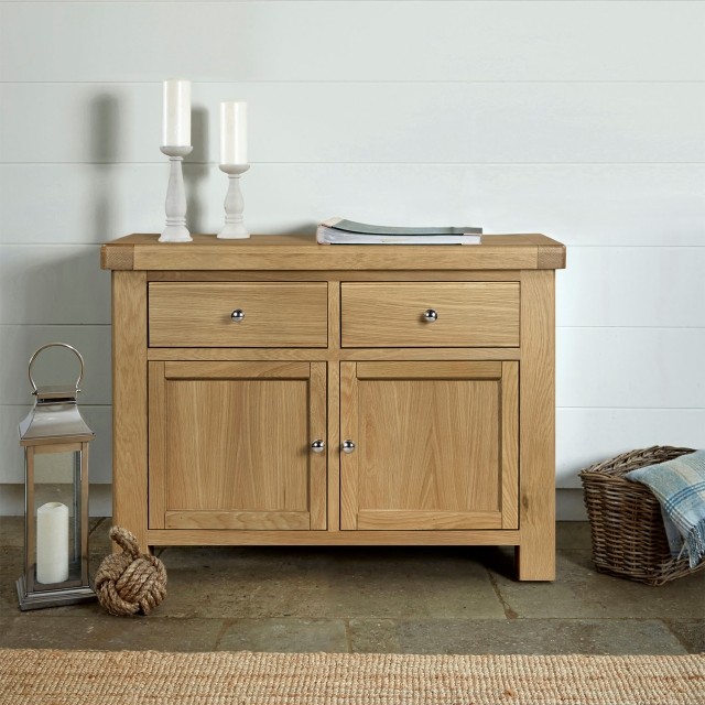 Normandy Portland Chunky Country Oak Small Sideboard Furniture World - Main Image