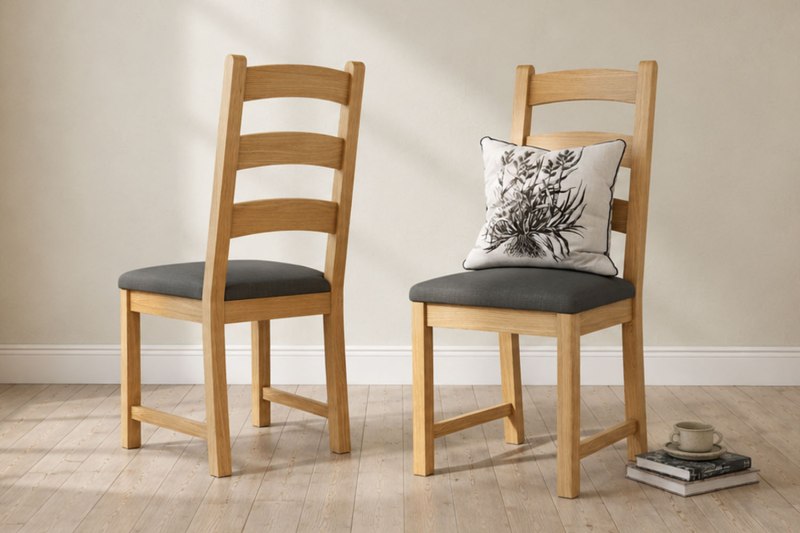 Normandy Chunky Country Oak Ladder Dining Chair (Pair) Normandy Chunky Country Oak Ladder Dining Chair (Pair)