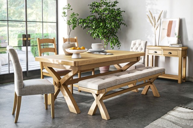 Normandy Chunky Country Oak Cross-Leg Extending Dining Table Normandy Chunky Country Oak Cross-Leg Extending Dining Table