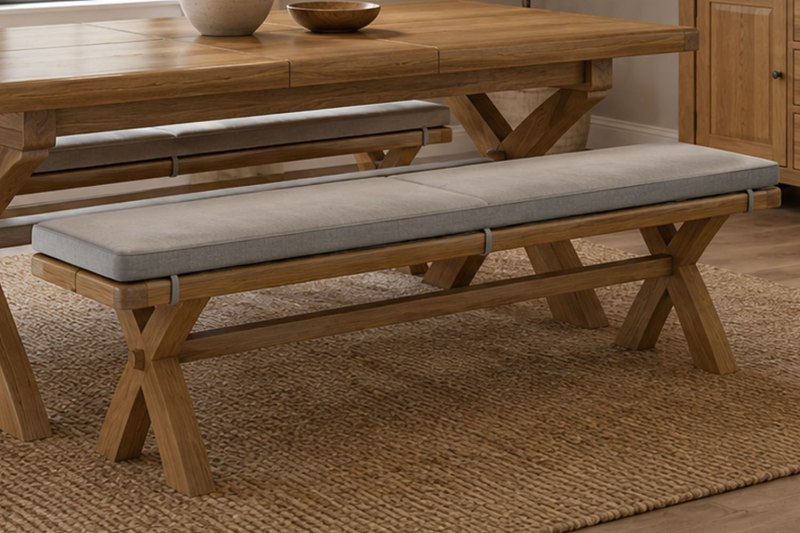 Normandy Chunky Country Oak Cross-Leg Dining Bench Normandy Chunky Country Oak Cross-Leg Dining Bench