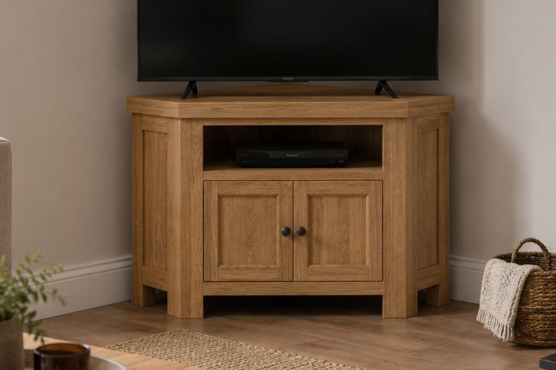 Normandy Chunky Country Oak Corner TV Unit Normandy Chunky Country Oak Corner TV Unit