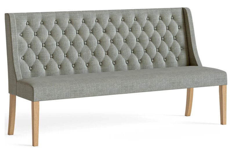Normandy Chunky Country Oak Button Back Dining Sofa Bench in Grey Normandy Chunky Country Oak Button Back Dining Sofa Bench in Grey