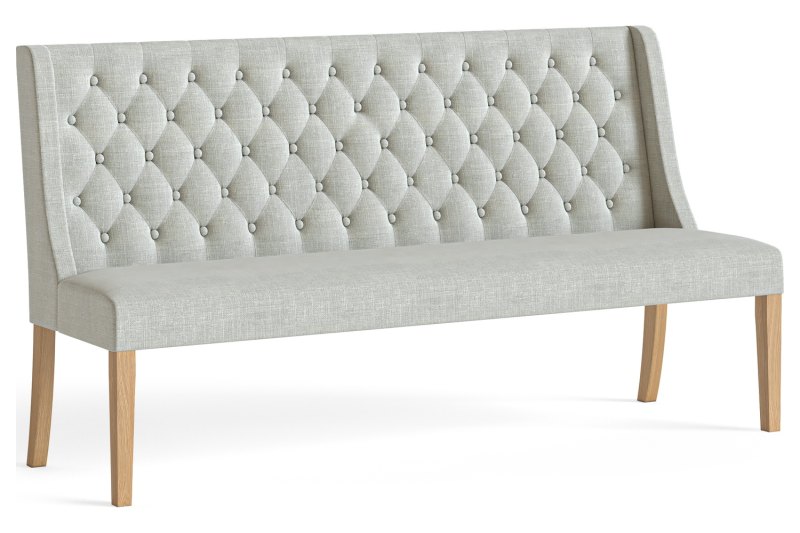 Normandy Chunky Country Oak Button Back Dining Sofa Bench in Beige Normandy Chunky Country Oak Button Back Dining Sofa Bench in Beige