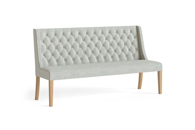 Normandy Chunky Country Oak Button Back Dining Sofa Bench in Beige Normandy Chunky Country Oak Button Back Dining Sofa Bench in Beige