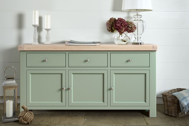 Salcombe Painted Oak Sage Green Large Sideboard Salcombe Painted Oak Sage Green Large Sideboard