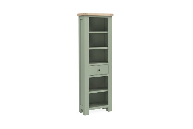 Salcombe Painted Oak Sage Green Slim Bookcase Salcombe Painted Oak Sage Green Slim Bookcase