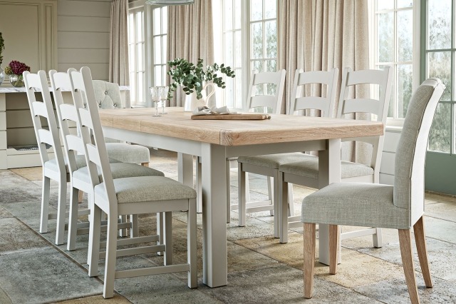 Salcombe Painted Oak Grey Large Ext Dining Table Penzance