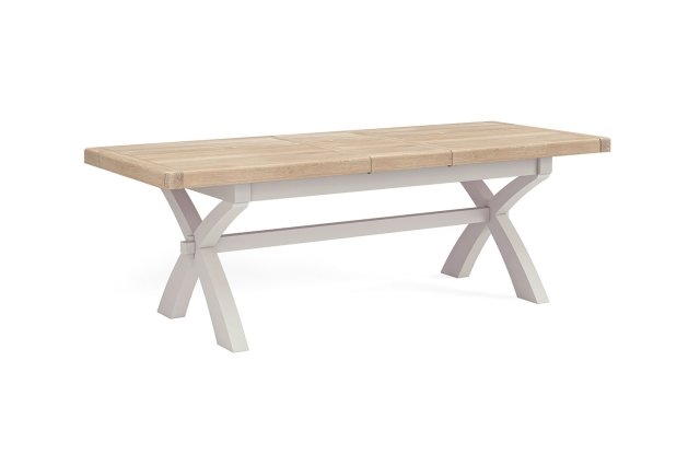 Salcombe Painted Oak Stone Grey Cross-Leg Extending Dining Table Salcombe Painted Oak Stone Grey Cross-Leg Extending Dining Table