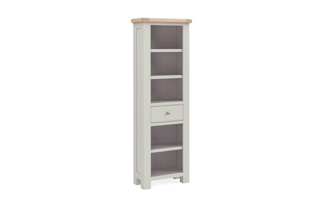 Salcombe Painted Oak Stone Grey Slim Bookcase Salcombe Painted Oak Stone Grey Slim Bookcase