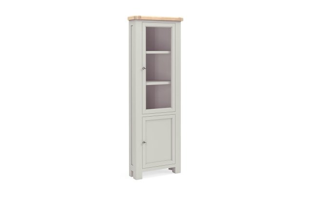 Salcombe Painted Oak Stone Grey Corner Display Cabinet Salcombe Painted Oak Stone Grey Corner Display Cabinet
