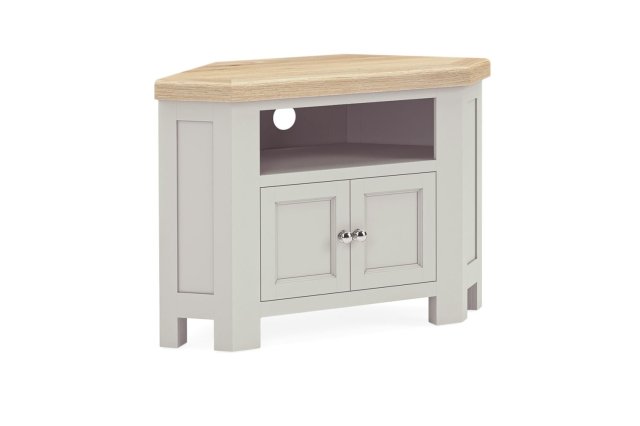 Salcombe Painted Oak Stone Grey Corner TV Unit Salcombe Painted Oak Stone Grey Corner TV Unit