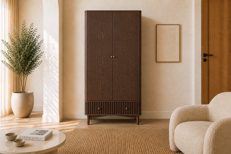 Soho Brown Oak Slatted Gents Wardrobe Soho Brown Oak Slatted Gents Wardrobe