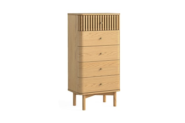 Soho Natural Oak Slatted Tallboy Chest of Drawers Soho Natural Oak Slatted Tallboy Chest of Drawers