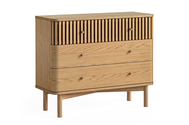 Soho Natural Oak Slatted 3 Drawer Chest of Drawers Soho Natural Oak Slatted 3 Drawer Chest of Drawers