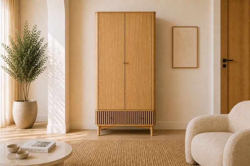 Soho Natural Oak Slatted Gents Wardrobe Soho Natural Oak Slatted Gents Wardrobe