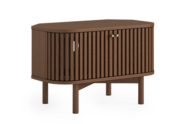 Soho Brown Oak Slatted Corner TV Unit Soho Brown Oak Slatted Corner TV Unit