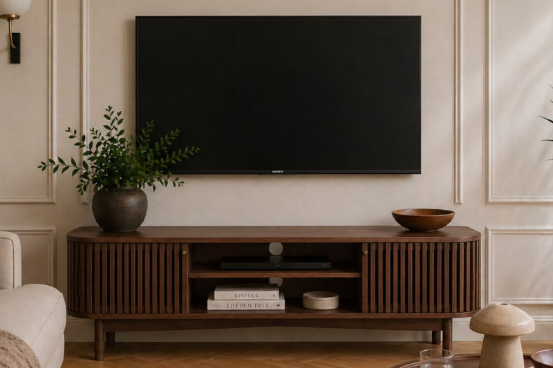 Soho Brown Oak Slatted Large TV Unit Soho Brown Oak Slatted Large TV Unit