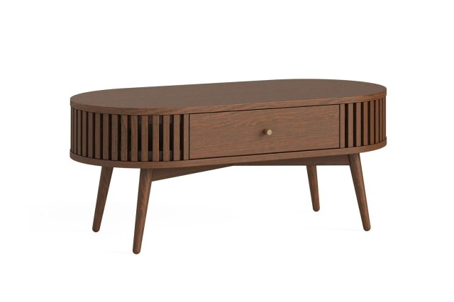 Soho Brown Oak Slatted Oval Coffee Table Soho Brown Oak Slatted Oval Coffee Table