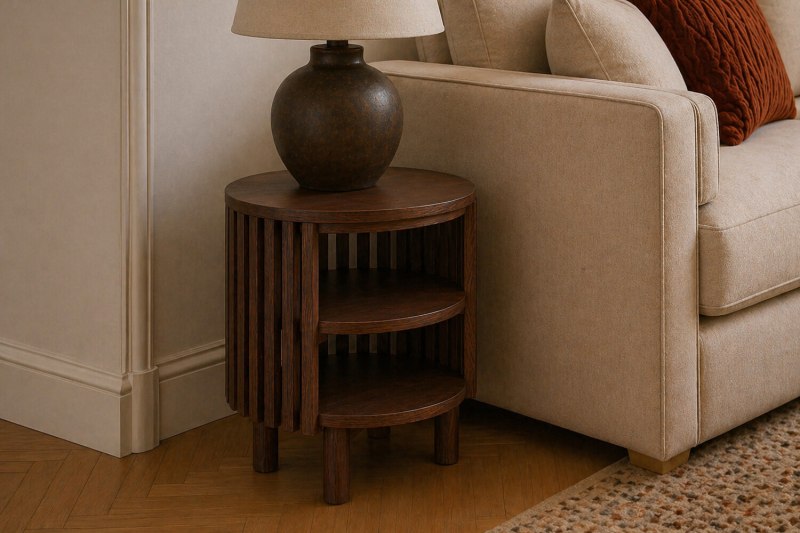 Soho Brown Oak Slatted Open Side Table Soho Brown Oak Slatted Open Side Table