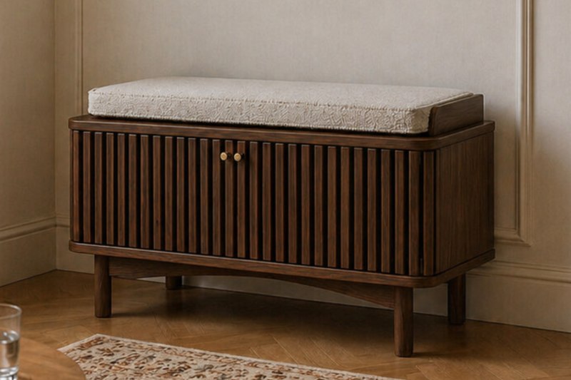 Soho Brown Oak Slatted Hallway Bench Soho Brown Oak Slatted Hallway Bench
