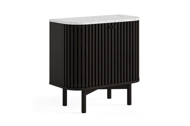Soho Black Oak Slatted Cupboard with Marble Top Soho Black Oak Slatted Cupboard with Marble Top