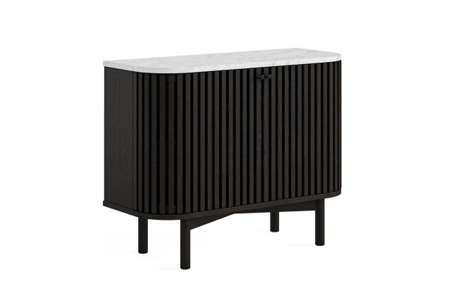 Soho Black Oak Slatted Small Sideboard with Marble Top Soho Black Oak Slatted Small Sideboard with Marble Top