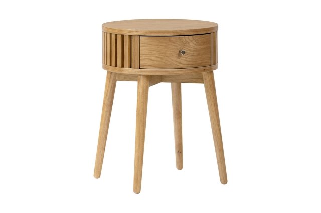 Soho Natural Oak Slatted Round Side Table Soho Natural Oak Slatted Round Side Table