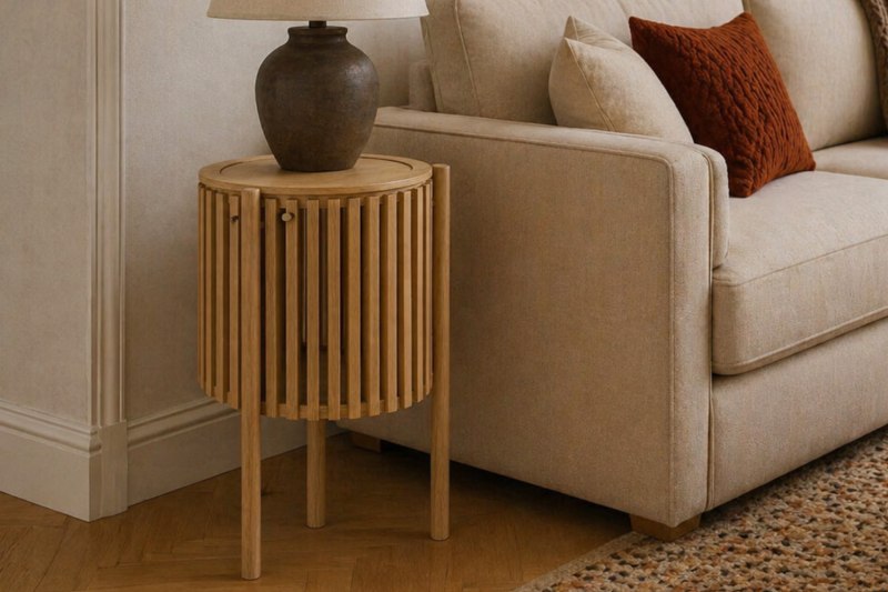Soho Natural Oak Slatted Story Side Table Soho Natural Oak Slatted Story Side Table