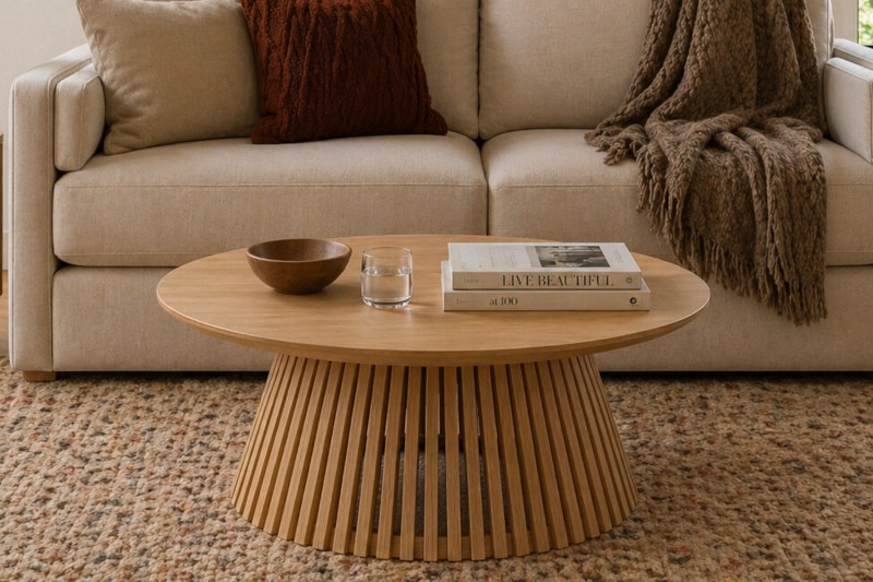 Soho Natural Oak Slatted Round Coffee Table Soho Natural Oak Slatted Round Coffee Table