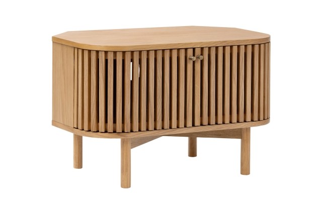 Soho Natural Oak Slatted Corner TV Unit Soho Natural Oak Slatted Corner TV Unit
