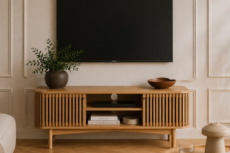 Soho Natural Oak Slatted Small TV Unit Soho Natural Oak Slatted Small TV Unit