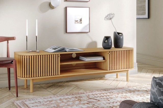 Soho Natural Oak Slatted Large TV Unit Soho Natural Oak Slatted Large TV Unit