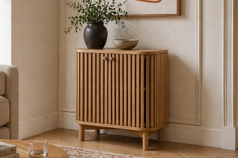 Soho Natural Oak Slatted Cupboard Soho Natural Oak Slatted Cupboard