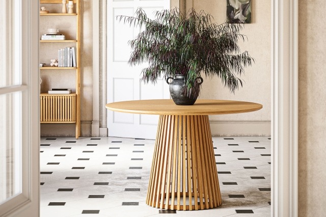 Soho Natural Oak Slatted Round Dining Table Soho Natural Oak Slatted Round Dining Table