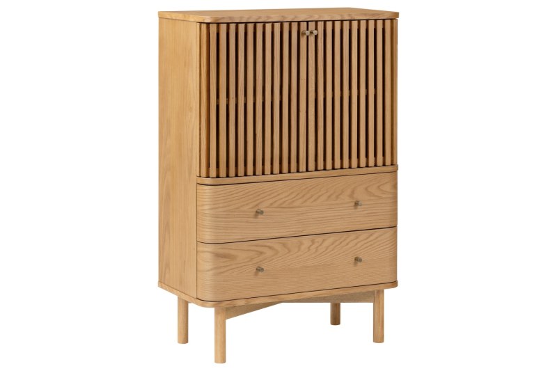 Soho Natural Oak Slatted Shoe Cabinet - Shorwell | Furniture World