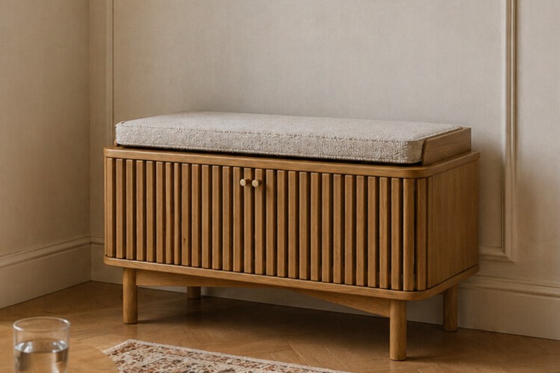Soho Natural Oak Slatted Hallway Bench Soho Natural Oak Slatted Hallway Bench