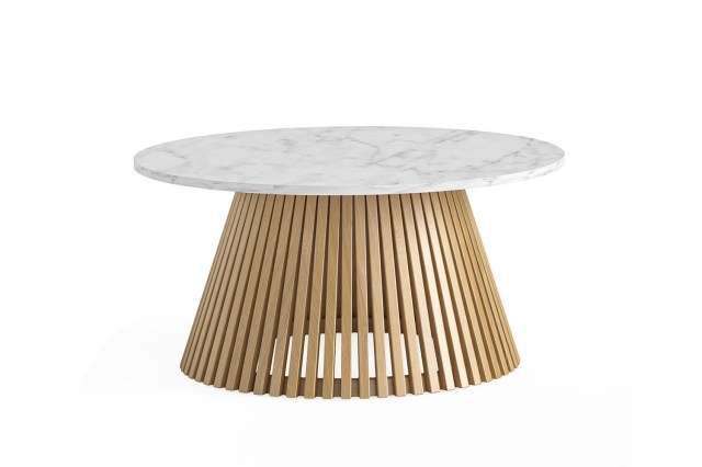 Soho Natural Oak Slatted Round Coffee Table with Marble Top Soho Natural Oak Slatted Round Coffee Table with Marble Top