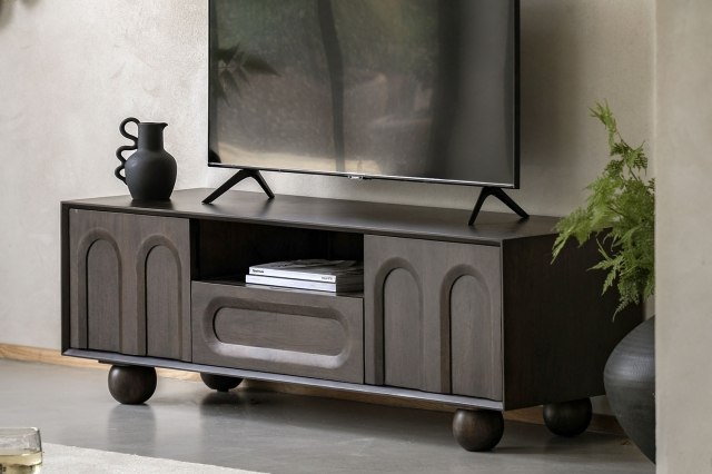 Gallery Direct Arc Walnut Mango Wood Media TV Unit Gallery Direct Arc Walnut Mango Wood Media TV Unit