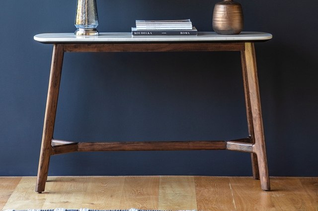Gallery Direct Barcelona Dark Wood Console Table with Marble Top Gallery Direct Barcelona Dark Wood Console Table with Marble Top