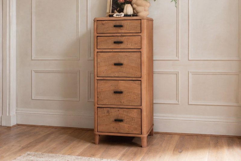 Jude Reclaimed Wood 5 Drawer Tall Chest Of Drawers Jude Reclaimed Wood 5 Drawer Tall Chest Of Drawers