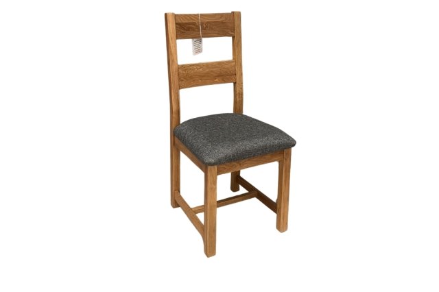 Largo Rustic Solid Oak Horizontal Twin Slat Chair Largo Rustic Solid Oak Horizontal Twin Slat Chair