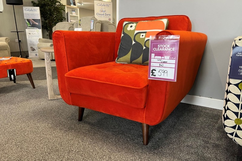 Ex-Display Redruth - Orla Kiely Ivy Chair | Glyde Velvet Tomato Ex-Display Redruth - Orla Kiely Ivy Chair | Glyde Velvet Tomato