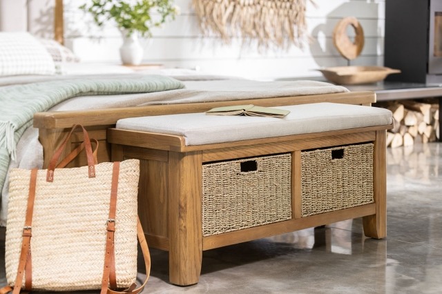 Tewkesbury Smoked Oak Upholstered Hall Bench Tewkesbury Smoked Oak Upholstered Hall Bench