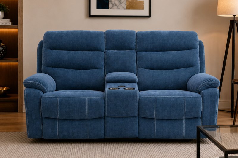 Halo Tech Fabric 2 Seater Power Head Tilt Recliner Sofa with Console Halo Tech Fabric 2 Seater Power Head Tilt Recliner Sofa with Console